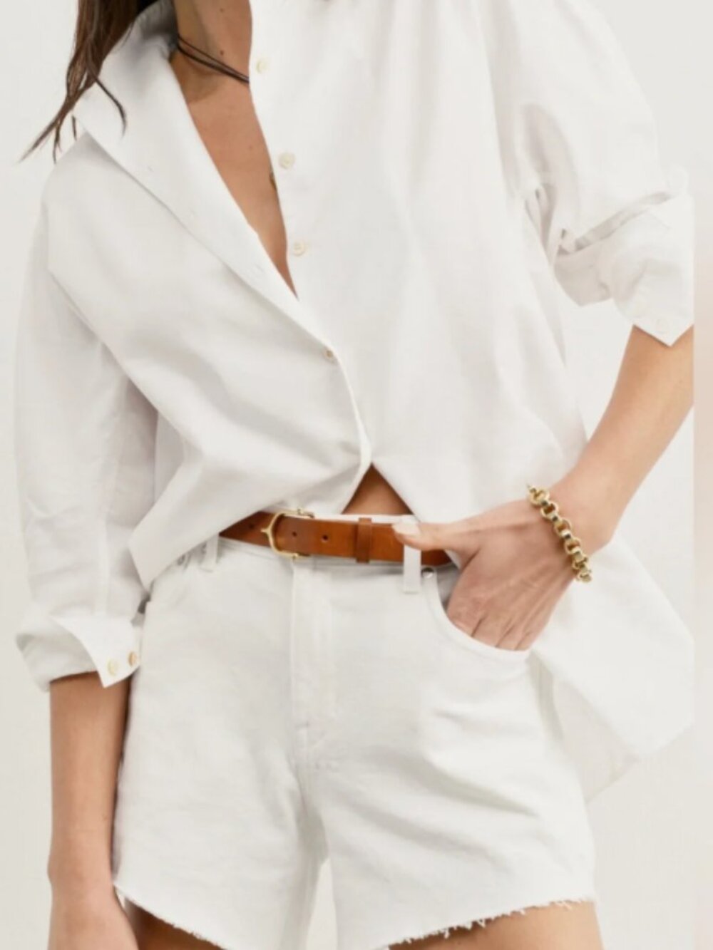 AYR White Frayed-Hem Denim Shorts Size 29